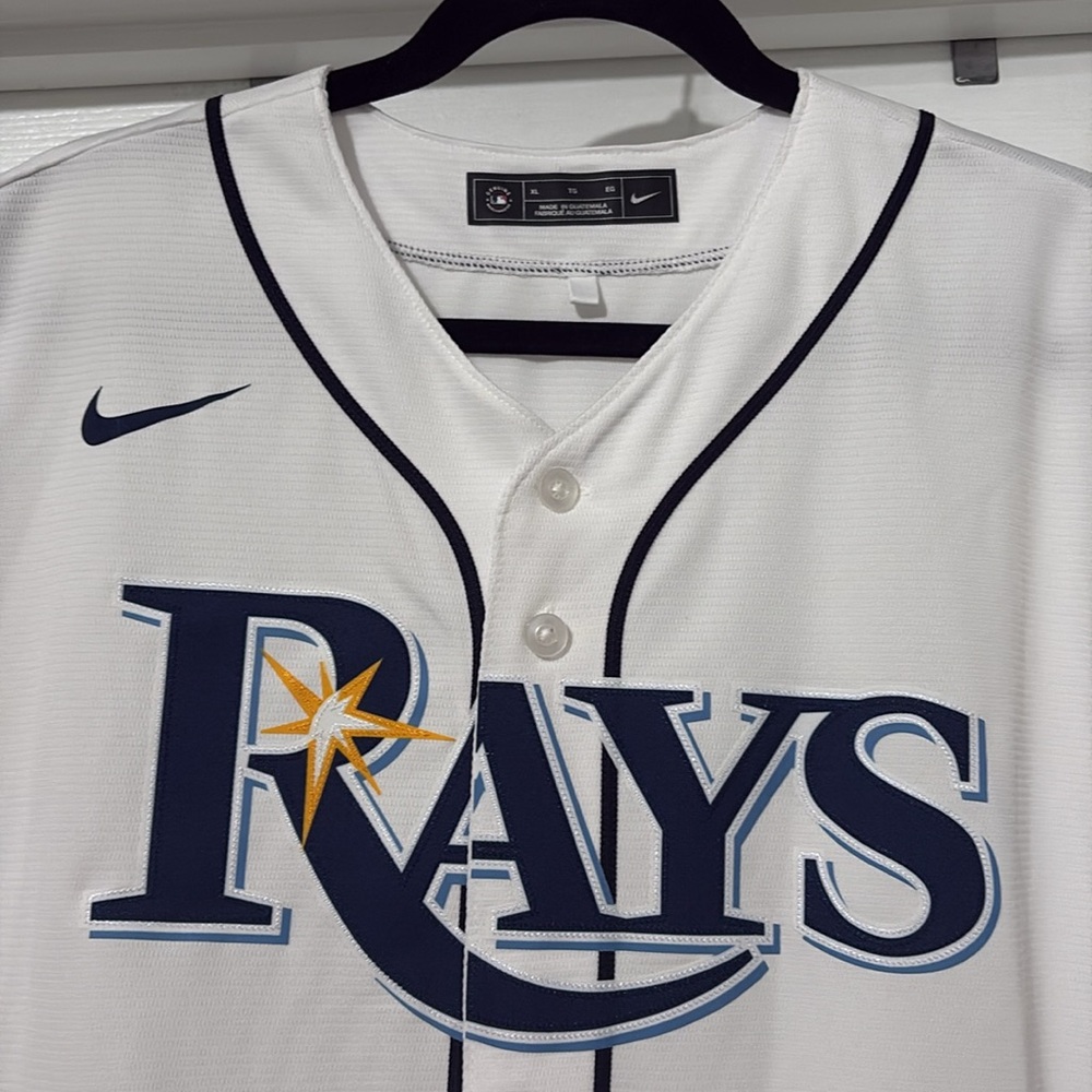 Nike White and Navy Tampa Bay Rays MLB Baseball Jersey - Picture 2 of 5